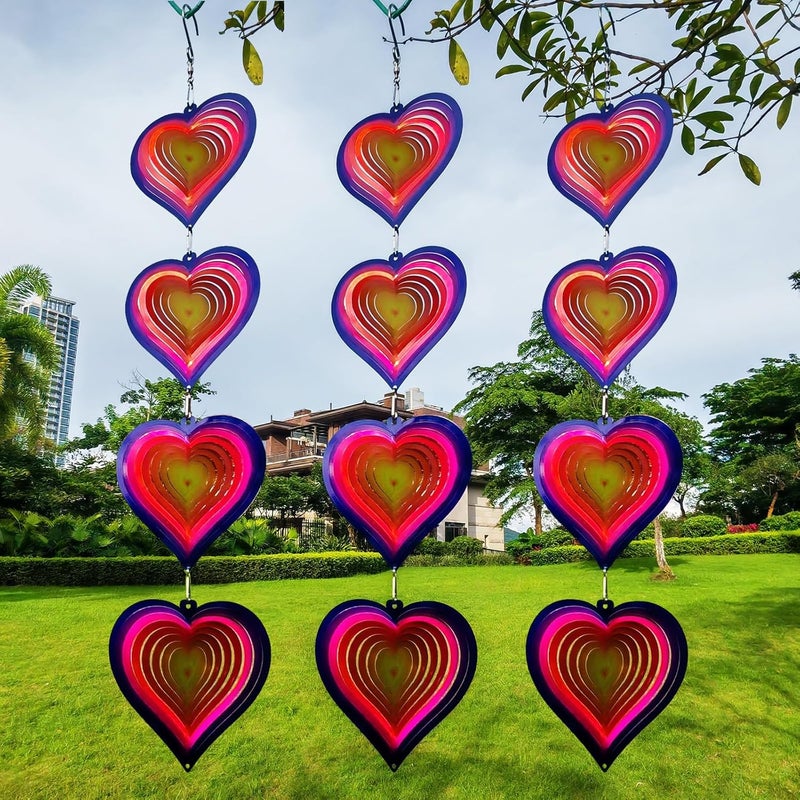 DJUAN Heart Wind Spinners Outdoor Garden Decor - Birthday Gifts for Mom Grandma Women,Metal Hanging Ornaments for Yard Lawn Window Ceiling Home Christmas Day Party Wedding Decoration - Image 1